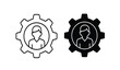 © rsvect02 - Black and white line icons of gear with human face inside