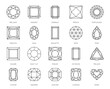 © Vector Tradition - Diamond cut shapes, gemstone and jewelry luxury brilliant line icons. Vector outline gem stone diagrams of diamond cuts with heart, emerald and brilliant, square, oval, marquise and princess shapes