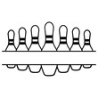 © Denys - Bowling icon vector. Bowling ball Illustration sign. Bowling pins symbol. Sport logo.