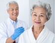 © Nemo - Smiling Elderly Couple Posing Together in a Medical or Wellness Setting.