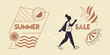 © Siyam Creative - Summer sale vector illustration with stylized sun and beach elements for seasonal promotion