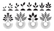 © Lover - Plant growth sequence vector illustration featuring seedling development from ground in black silhouette