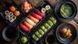 © 尚 刘 - Japanese sushi and soup on wooden table