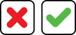 © Mst - Red cross and green check mark symbols in separate white boxes