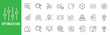 © tutti_frutti - Optimization outline icon set showing tuning sliders, analytics, target, speed, automation, process improvement, performance metrics, editable stroke line icons vector.