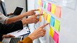 © Akam - People working with sticky notes on whiteboard