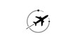 © vanzerim - Airplane flight path icon, global travel and aviation symbol