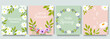 © Oksana Kalashnykova - Pastel spring greeting card set with floral wreath blossom and fresh garden flowers design art print