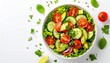 © Pure Imagination - Bright Salad with Tomatoes Cucumbers and Lettuce on White Background