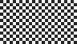 © boxerx - Checkered chessboard style background made with realistic black and white plastik constructor square blocks. Play and build concept. Vector illustration