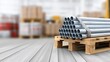 © OleksandrZastrozhnov - Industrial steel pipes stacked on wooden pallet in warehouse environment