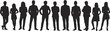 © PAMILA - Large collection of black silhouettes featuring professional business men and women standing in confident poses isolated on white background for corporate team and office