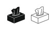 © Siam Studio - Black and white line art depicting two tissue boxes in different styles