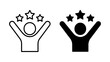 © Design Point - A joyful icon shows a person with raised arms celebrating success and receiving high ratings.