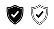 © Mstsalma - Two shield icons with checkmarks one filled and one outlined