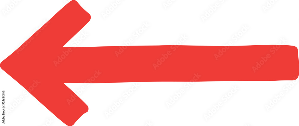 Left Icon Red Bold red left arrow icon isolated on white background for web, signage ...