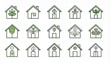 © Diki - Set of modern eco-friendly house icons with plants and sustainable design elements