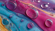 © Hakim - Vibrant colorful liquid bubbles on swirly paint background