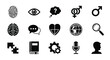 © MSTMARIA - Diverse icons representing identity thought and technology silhouette