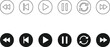 © Asad - Collection of outline and filled icons representing common media playback controls such as rewind, play, pause, and repeat, suitable for digital interfaces and applications