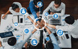 © InfiniteFlow - Diverse professionals engage in a collaborative meeting, utilizing technology and data analysis to develop strategies for business growth, efficiency, and innovation. Amity