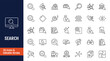 © ARIF MIFTAHUL ANWAR - Search icon set. Icons related to magnifying glass, find, research, SEO, investigate, and more. Outline icon with Editable stroke. Vector illustration
