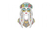 © Adobe - Colorful illustration of a woman with long white hair wearing sunglasses and a floral crown on her head with a vibrant outfit and accessories exuding a bohemian style and carefree