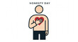 © Ami - Man with heart on honesty day symbolizing truthfulness and sincerity with a red heart