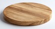 © Qwini - A rustic, round wooden board with a natural grain pattern, isolated on white