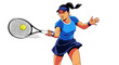 © Kurowo - Female tennis player hitting a forehand shot with a racket and ball, sports illustration