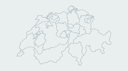  Switzerland Map Outline with Cantons - Detailed Swiss Administrative Divisions Vector Illustration for Geography & Business Projects