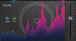 © Saeed - Polar audio waveform graph with pink and blue sound bars on dark background music technology concept
