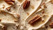© Adriana - Butter pecan flavor gelato - full frame background banner detail. Close up of a surface texture of butter pecan Ice cream