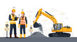© relita - Construction workers and excavator with smart technology.