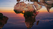 © Mahadi - Inverted map of Africa at sunset with orange and blue hues.