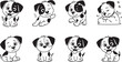 © md - Cute black and white puppy dog cartoon character set with different expressions and poses
