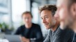 © Alina - Business team meeting with tablet in office. Corporate collaboration and discussion concept. Digital workflow and project management. Professional teamwork and strategy. Copy space in background.