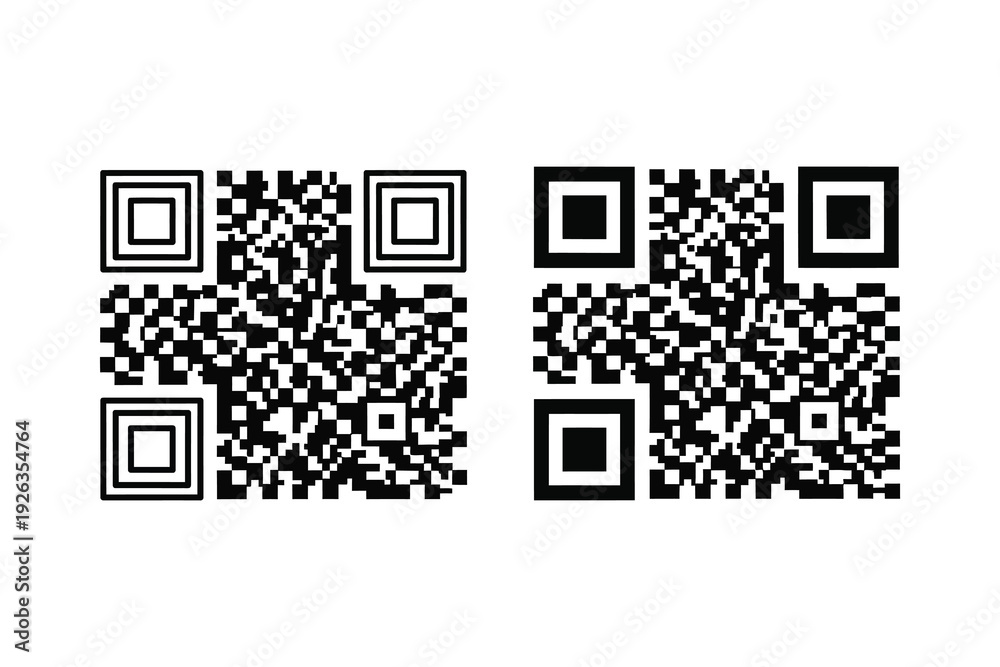 Incomplete Qr Matrix QR Code Icons: Scannable Matrix in Outline and Solid Black for ...
