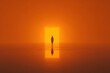 © Surachetsh - A lone figure bathed in golden light stands before an unseen source, surrounded by haze and mystery. The cinematic mood suggests revelation or first contact.