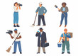 © MINA - Diverse group of people in various occupations illustrated in a cartoon style
