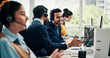 © P2000/peopleimages.com - Call center, computer and men in office, advice and coworking with communication. Consulting, people and employees with conversation, help desk and contact us with system solution or customer service