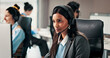 © P2000/peopleimages.com - Computer, contact us and happy woman in call center for customer service, help desk or coworking. Smile, hotline or consultant with technology for technical support, IT solution or network connection