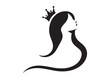 © Adobe design - princess logo silhouette vector, beauty queen head logo silhouette vector, queen logo with a crown on her head, beauty queen luxury dress vector logo silhouette design on white background