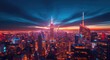 © AkuAku - Artificial intelligence artwork showing a glowing city skyline during the dusk hour
