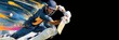 © Lustre Art Group  - Stylized cricket batsman hitting ball with dynamic paint motion. Concept of creative cricket action, energy, movement, modern sports illustration, digital art for advertising and media. Banner