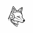 © Dombo - Monochromatic Fox Head with Gaming Headset Logo.