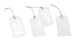 © Coki - Four blank white price tags hanging on strings