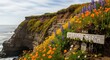 © Garam - Cliffside coastal path with wildflowers and ocean view at Hastings March