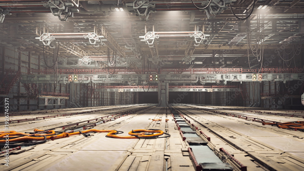 Calibraqtion Rig Automated robotic assembly bay with parallel rails and precision arms ...