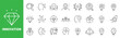 © tutti_frutti - Innovation icon set featuring creativity, idea generation, startup launch, artificial intelligence, research, collaboration, outline line icons with editable stroke vector.